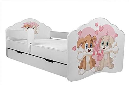 con Materasso e cassetto KOBI Lettino per Bambini con Orso e Miele 160 x 80 cm
